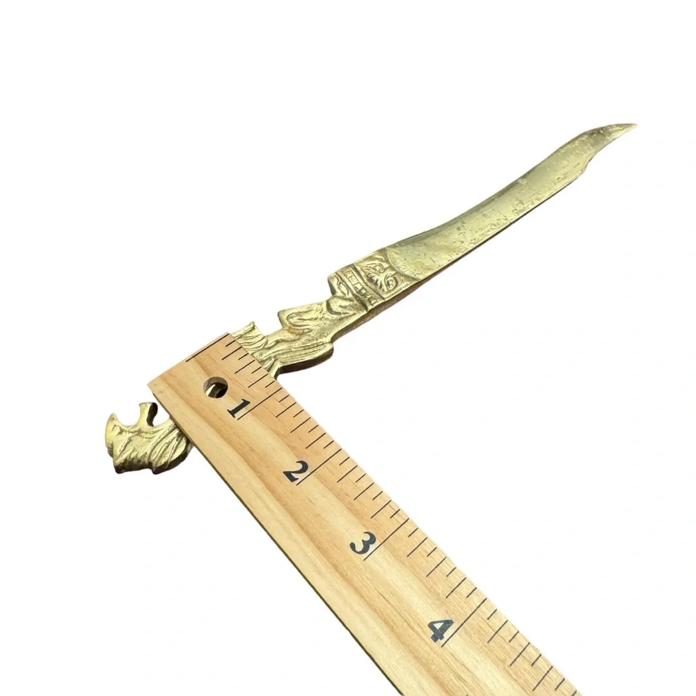 Vintage Brass Winged Dragon Dagger Letter Opener Marked Japan